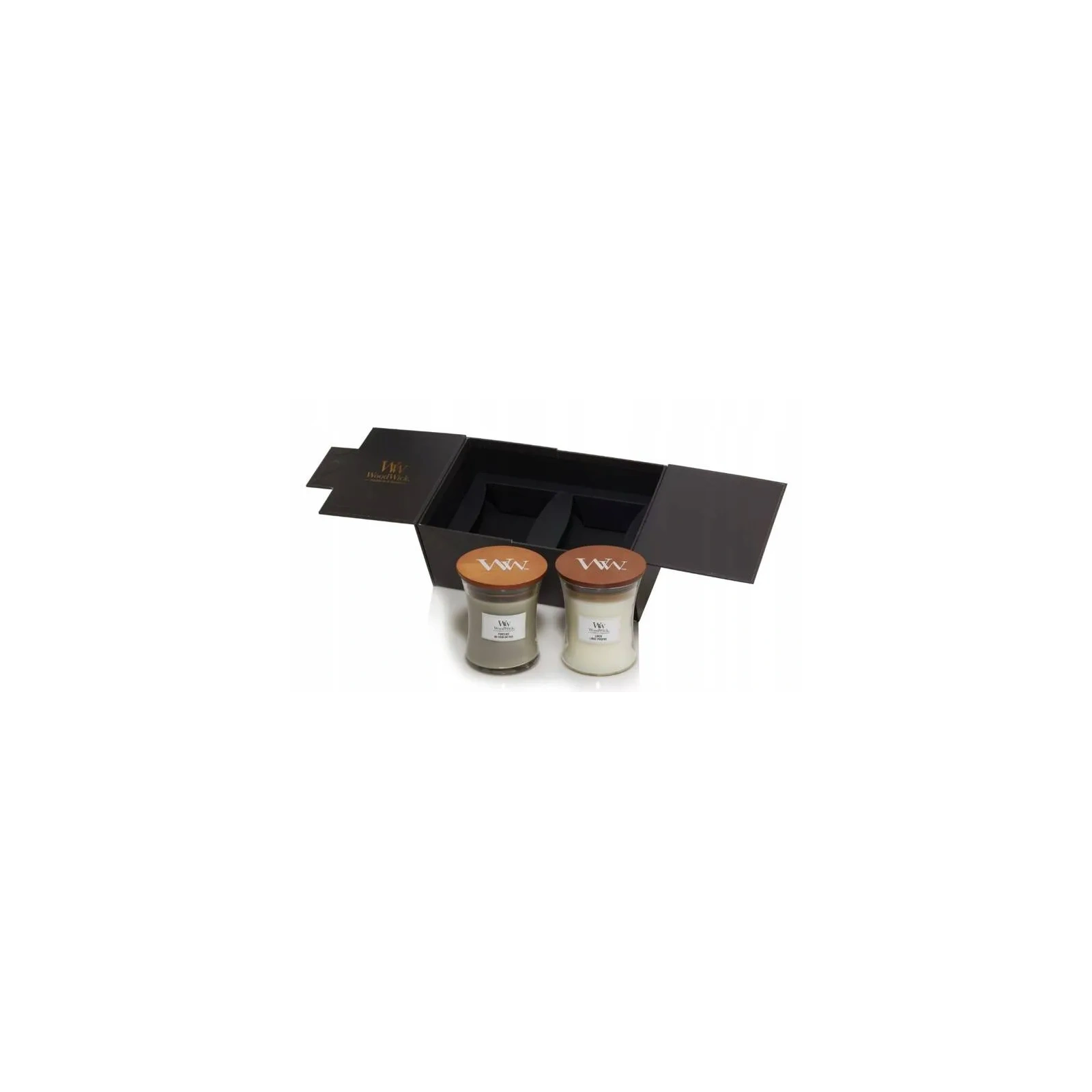 WOODWICK zestaw prezentowy 2 średnie świece Linen, Fireside 2x275g 