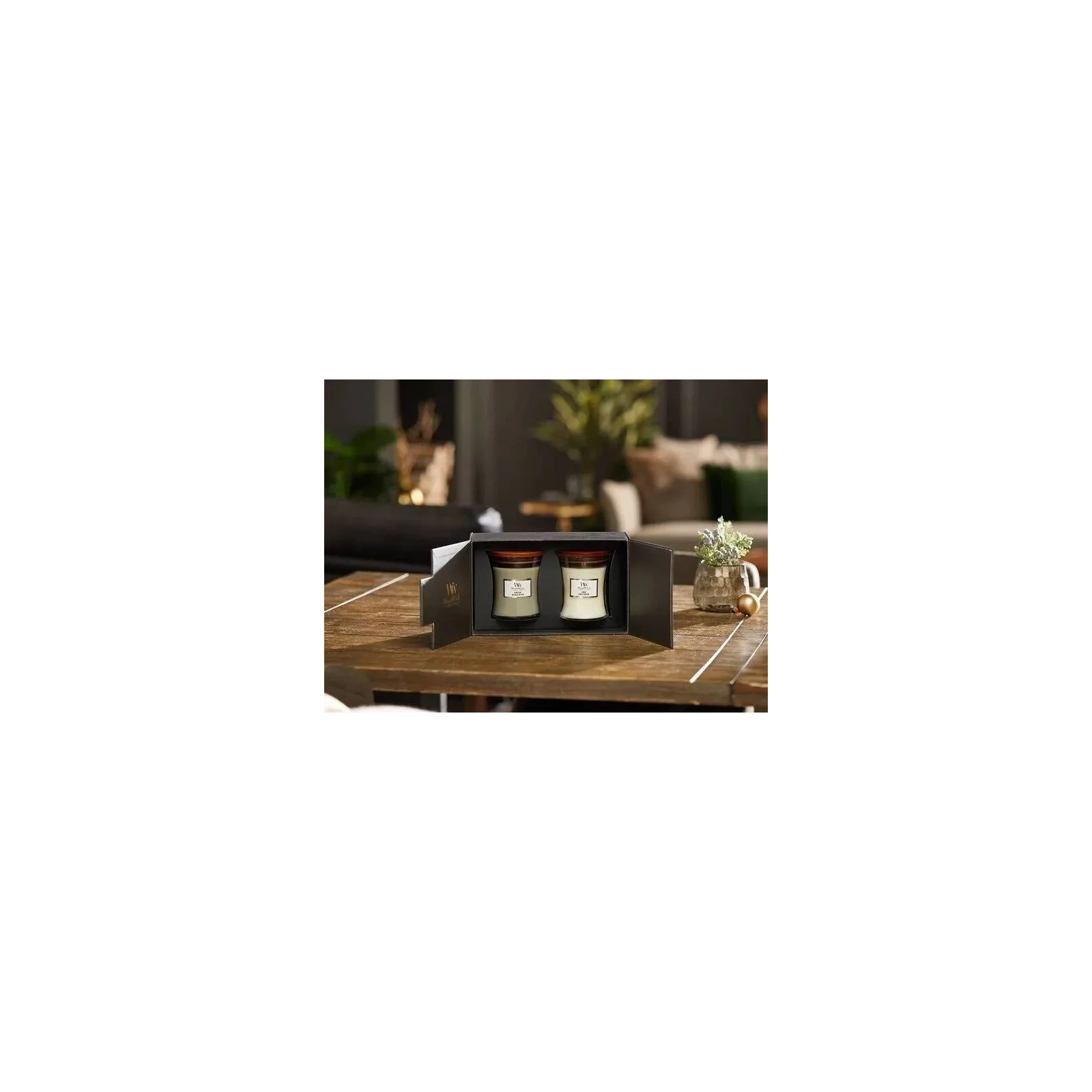 WOODWICK zestaw prezentowy 2 średnie świece Linen, Fireside 2x275g 