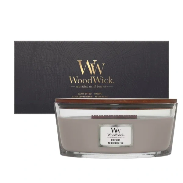 WOODWICK Zestaw Prezentowy świeca elipsa FIRESIDE 453,6g