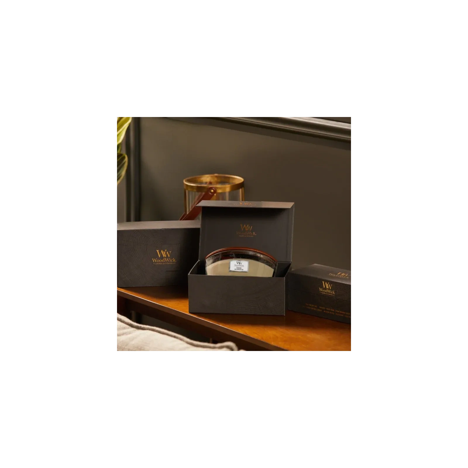 WOODWICK Zestaw Prezentowy świeca elipsa FIRESIDE 453,6g