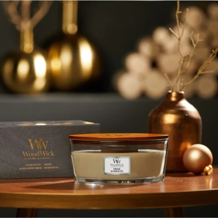 WOODWICK Zestaw Prezentowy świeca elipsa FIRESIDE 453,6g