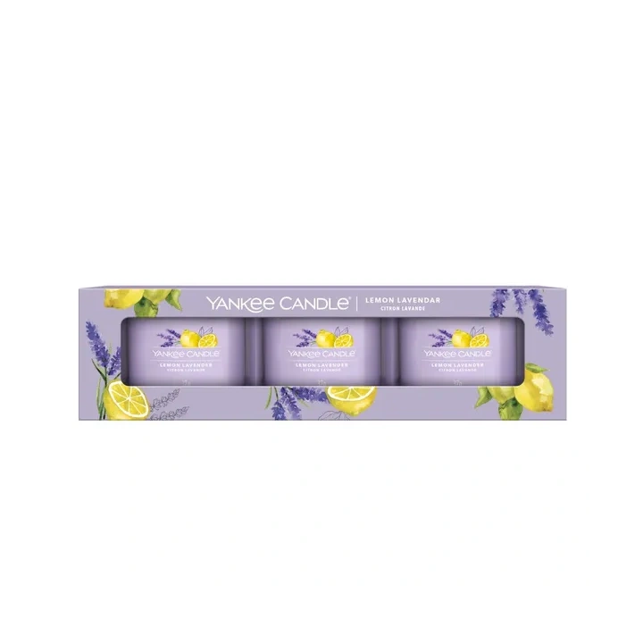 YANKEE CANDLE Signature Mini Zestaw 3 świec w słoiku LEMON LAVENDER 3x37g