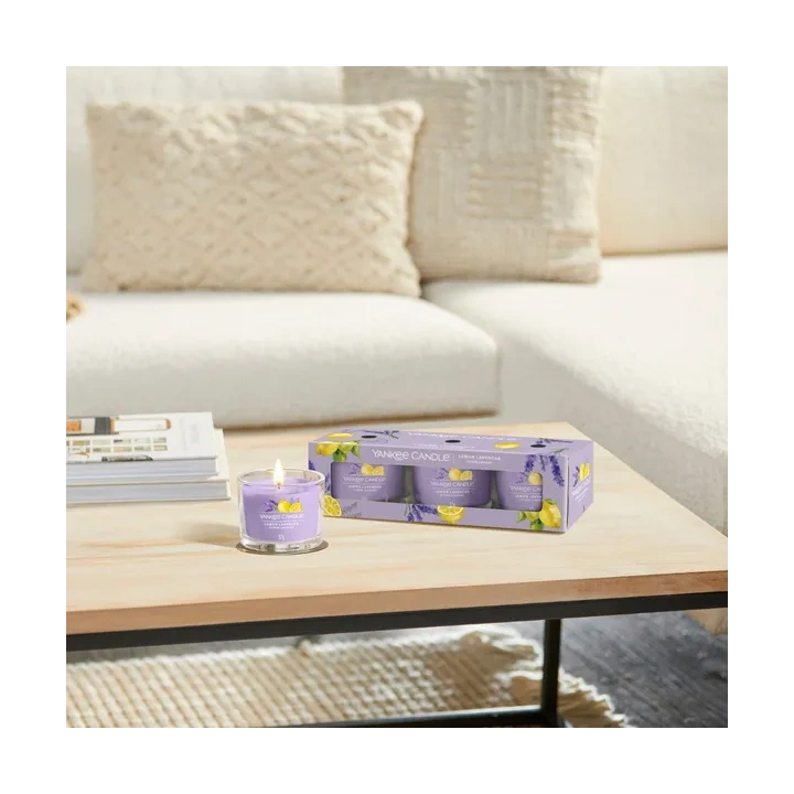 YANKEE CANDLE Signature Mini Zestaw 3 świec w słoiku LEMON LAVENDER 3x37g