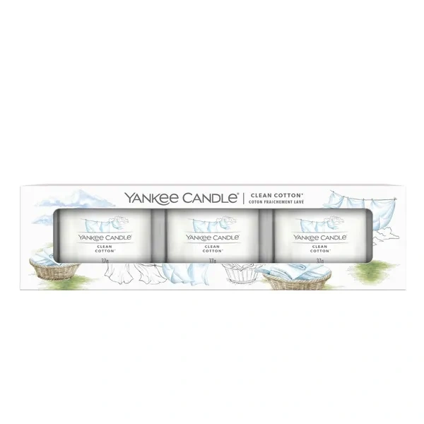 YANKEE CANDLE Signature Mini Zestaw 3 świec w słoiku CLEAN COTTON 3x37g