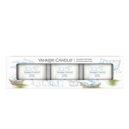 YANKEE CANDLE Signature Mini Zestaw 3 świec w słoiku CLEAN COTTON 3x37g