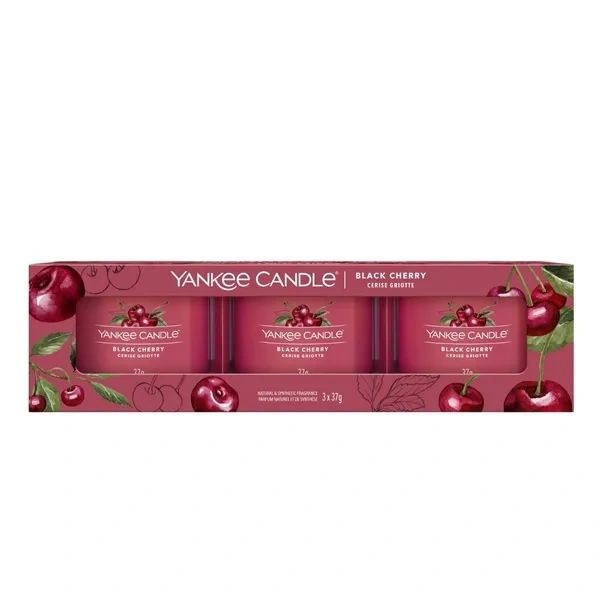 YANKEE CANDLE Signature Mini Zestaw 3 świec w słoiku BLACK CHERRY 3x37g