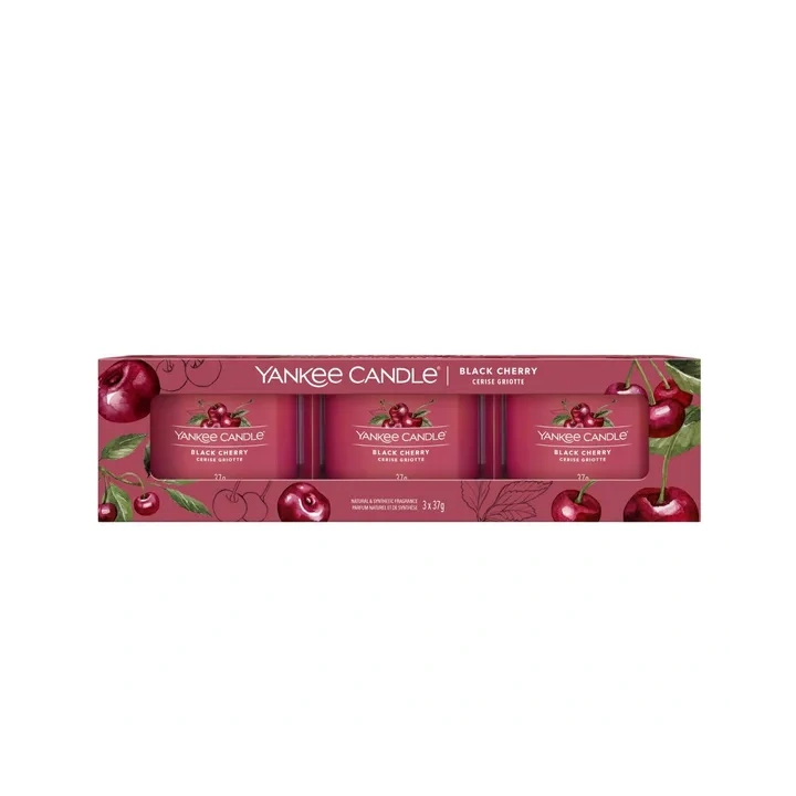 YANKEE CANDLE Signature Mini Zestaw 3 świec w słoiku BLACK CHERRY 3x37g