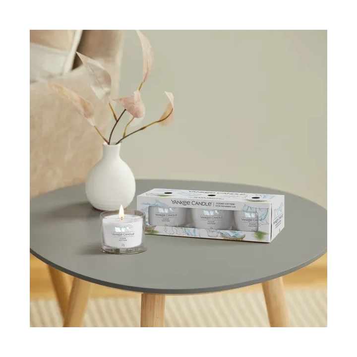 YANKEE CANDLE Signature Mini Zestaw 3 świec w słoiku CLEAN COTTON 3x37g