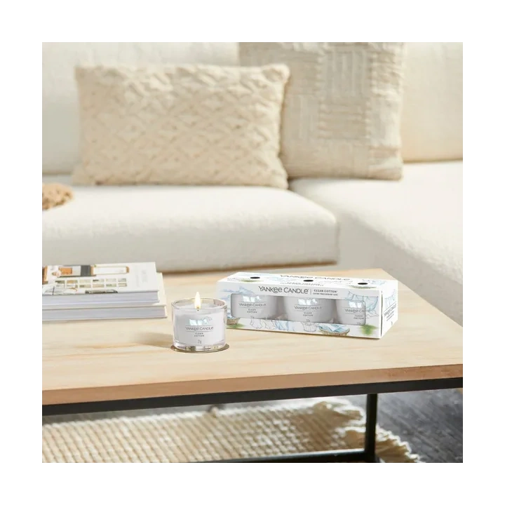 YANKEE CANDLE Signature Mini Zestaw 3 świec w słoiku CLEAN COTTON 3x37g