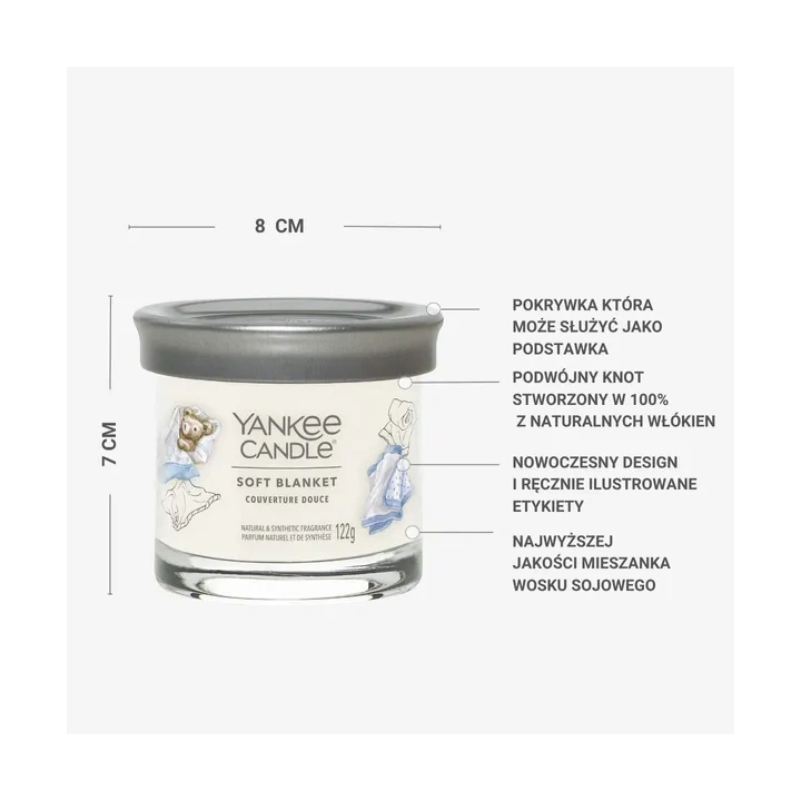 YANKEE CANDLE Signature tumbler z 1 knotem SOFT BLANKET 122g