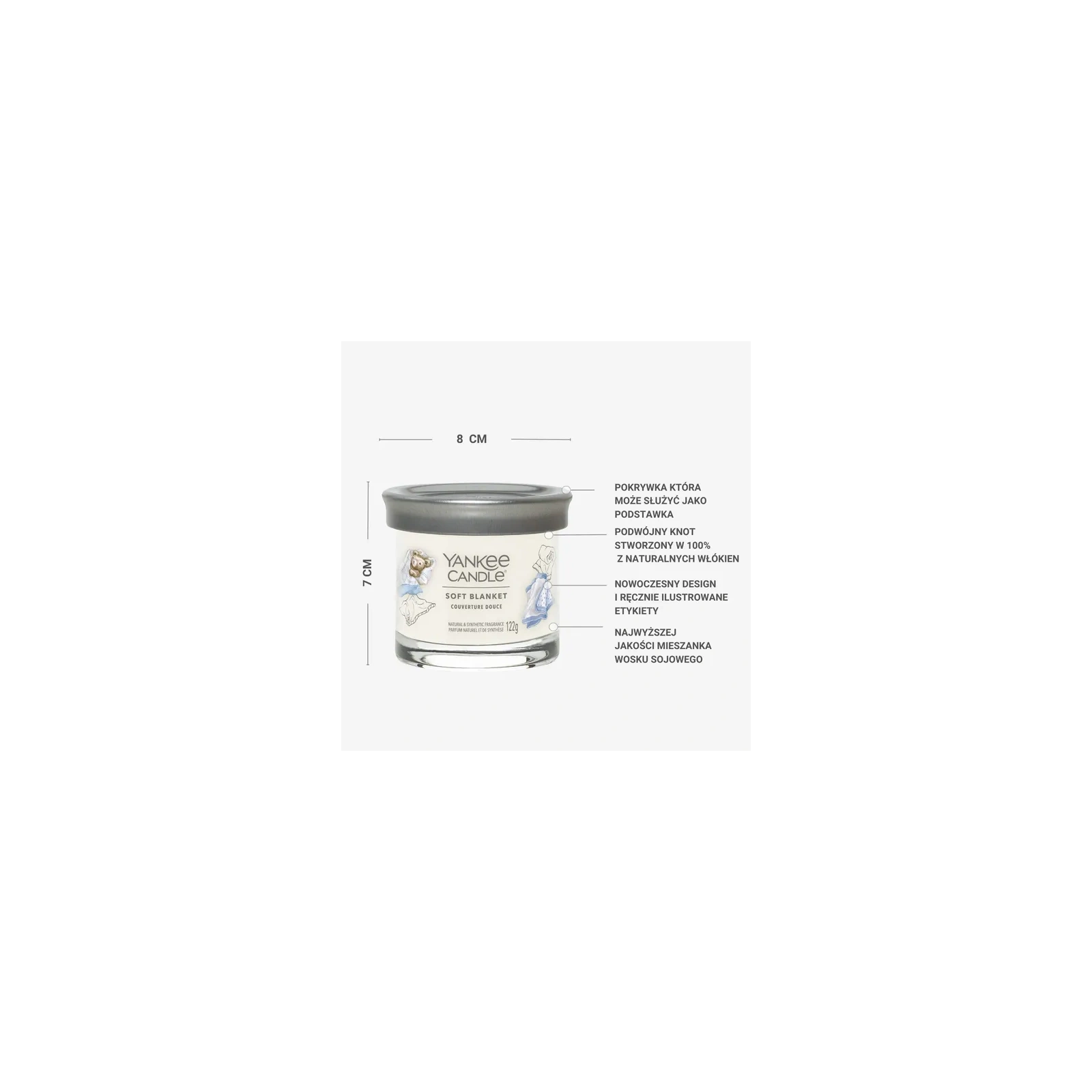 YANKEE CANDLE Signature tumbler z 1 knotem SOFT BLANKET 122g