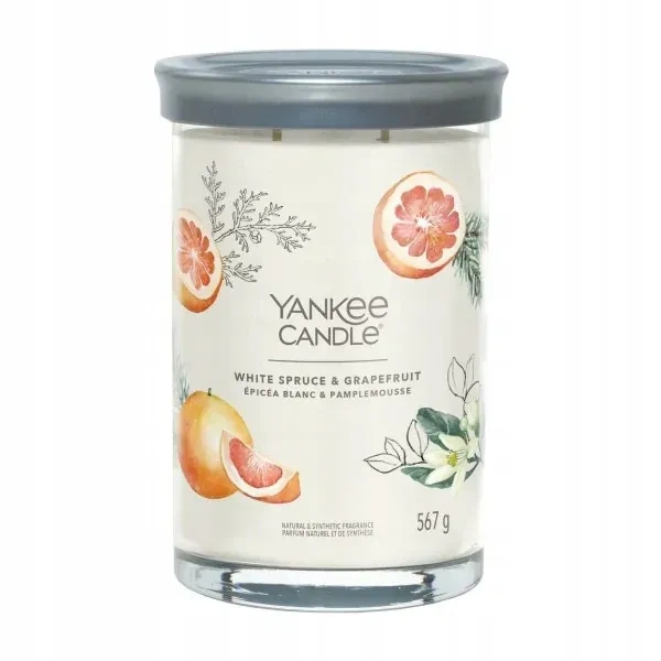 YANKEE CANDLE Signature tumbler z 2 knotami WHITE SPRUCE & GRAPEFRUIT 567g