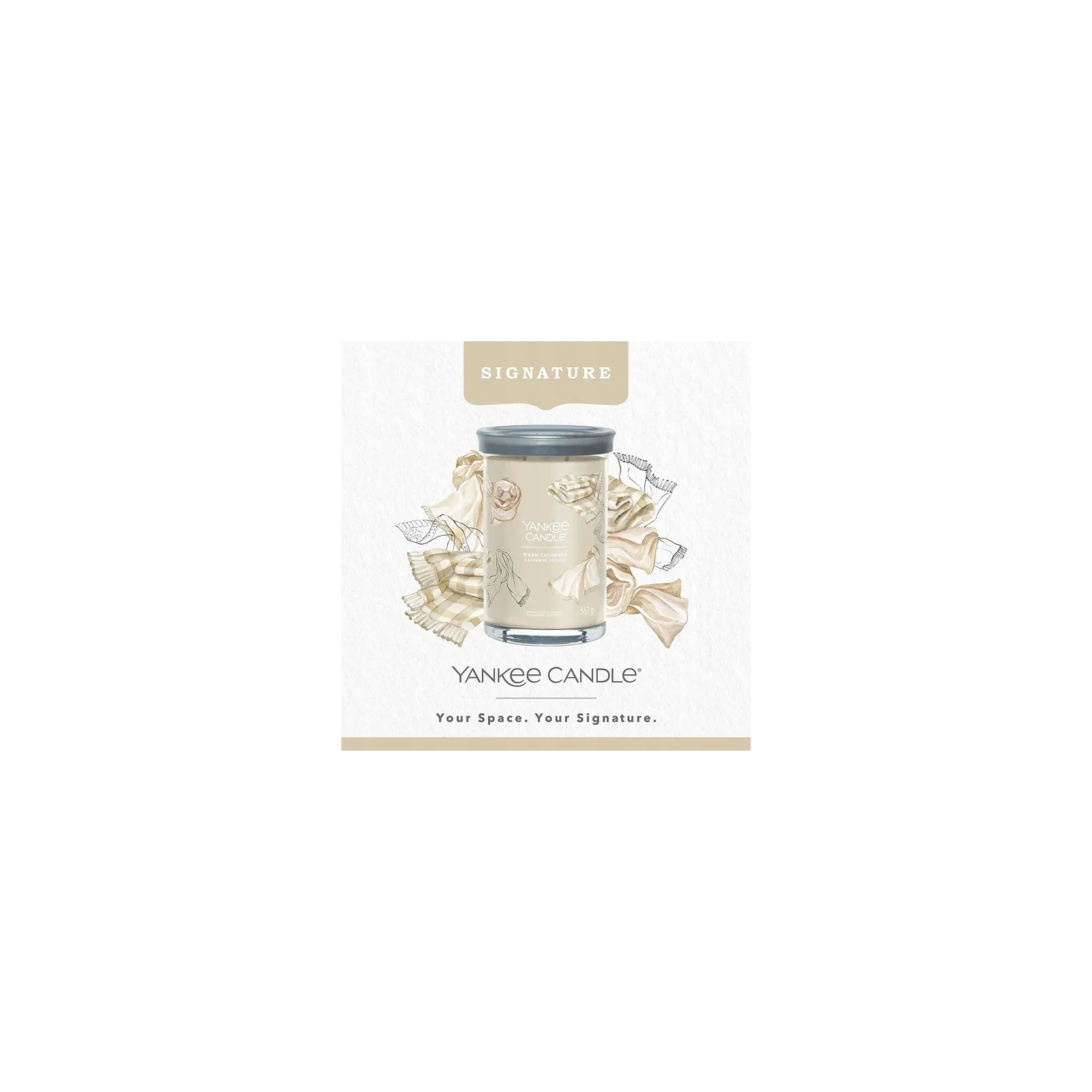 YANKEE CANDLE Signature tumbler z 2 knotami WARM CASHMERE 567g