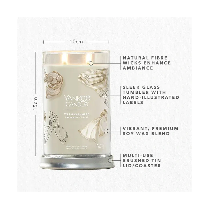YANKEE CANDLE Signature tumbler z 2 knotami WARM CASHMERE 567g