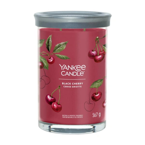 YANKEE CANDLE Signature tumbler z 2 knotami BLACK CHERRY 567g