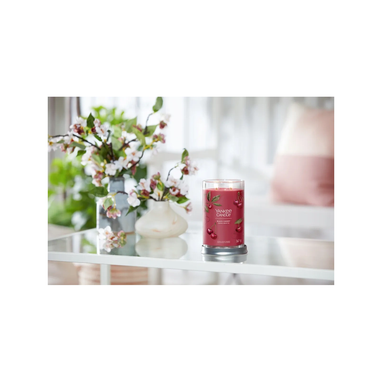 YANKEE CANDLE Signature tumbler z 2 knotami BLACK CHERRY 567g