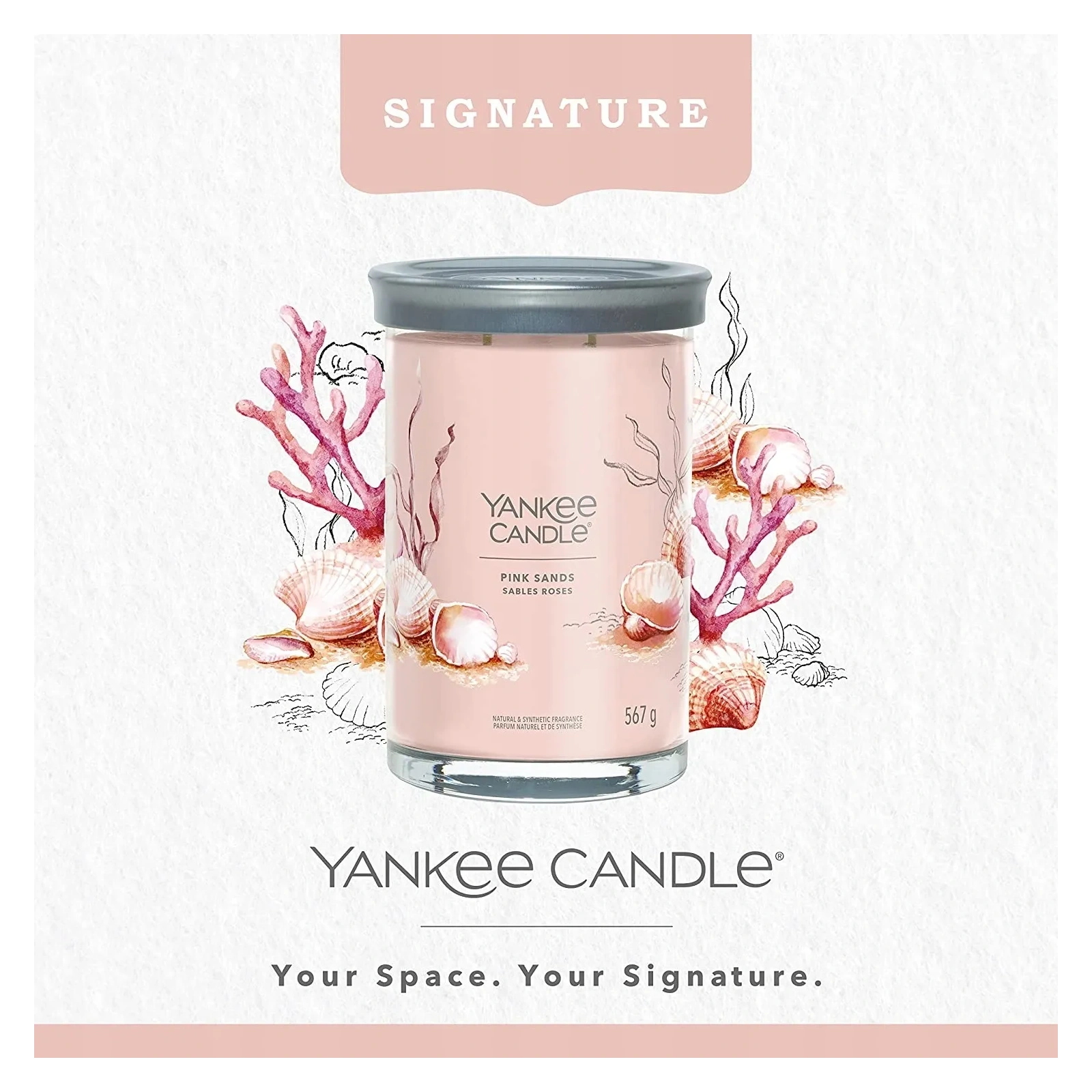 YANKEE CANDLE Signature tumbler z 2 knotami PINK SANDS 567g