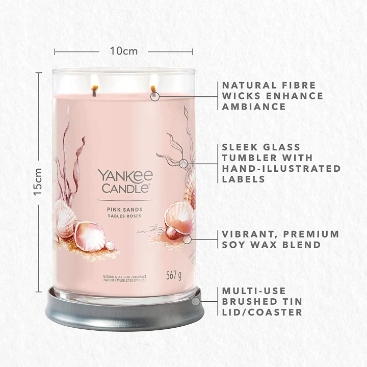 YANKEE CANDLE Signature tumbler z 2 knotami PINK SANDS 567g