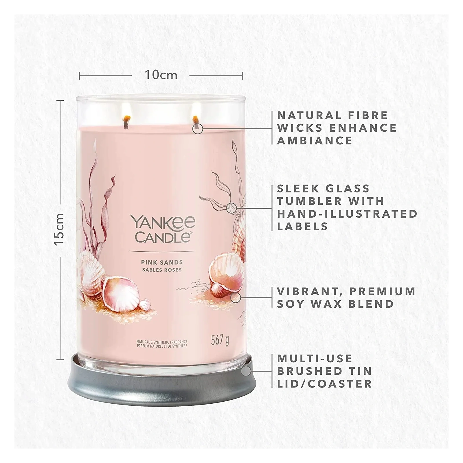 YANKEE CANDLE Signature tumbler z 2 knotami PINK SANDS 567g