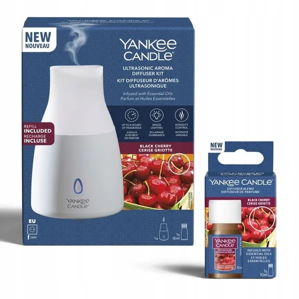 YANKEE CANDLE Ultrasonic Aroma Diffuser zestaw startowy BLACK CHERRY 10ml