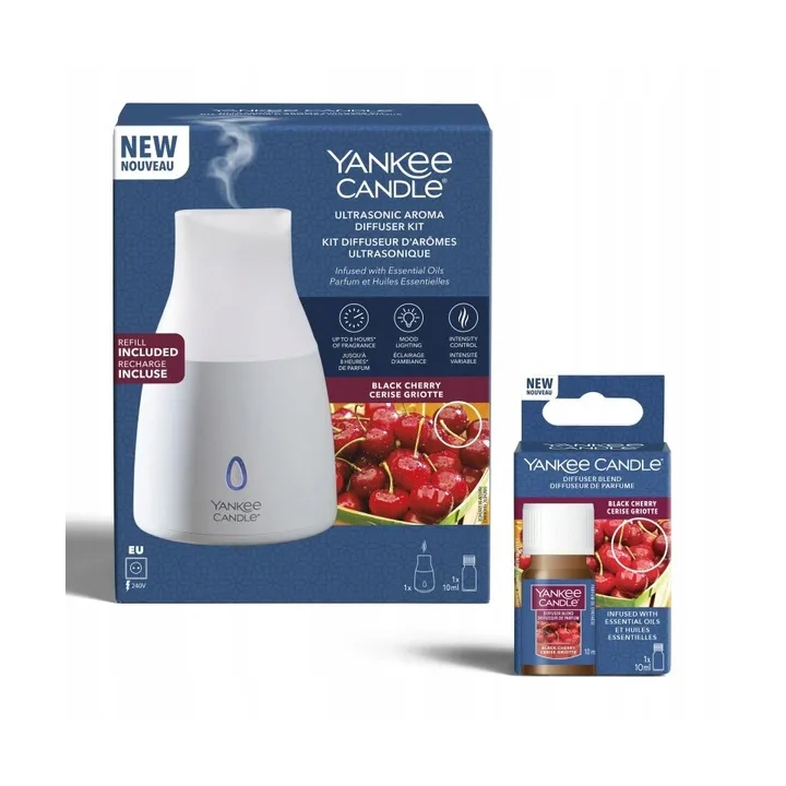 YANKEE CANDLE Ultrasonic Aroma Diffuser zestaw startowy BLACK CHERRY 10ml