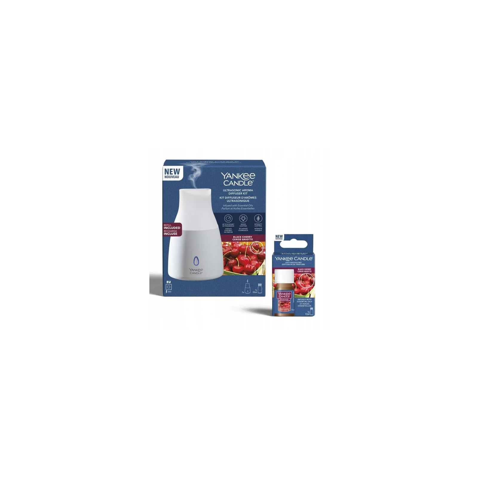 YANKEE CANDLE Ultrasonic Aroma Diffuser zestaw startowy BLACK CHERRY 10ml