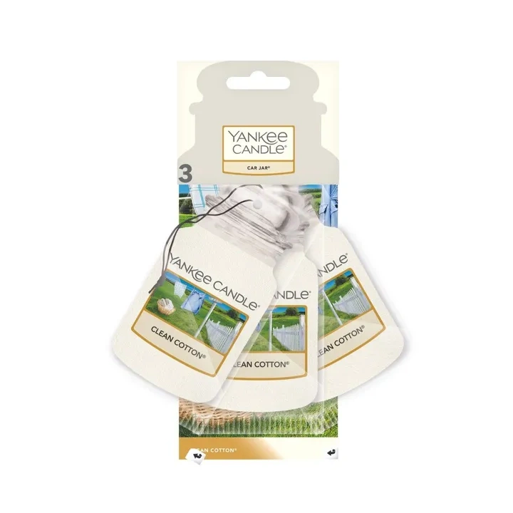 YANKEE CANDLE Car Jar Bonus zapach do auta CLEAN COTTON 3x15g