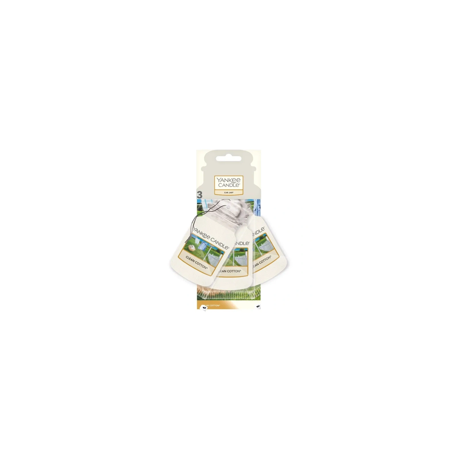 YANKEE CANDLE Car Jar Bonus zapach do auta CLEAN COTTON 3x15g