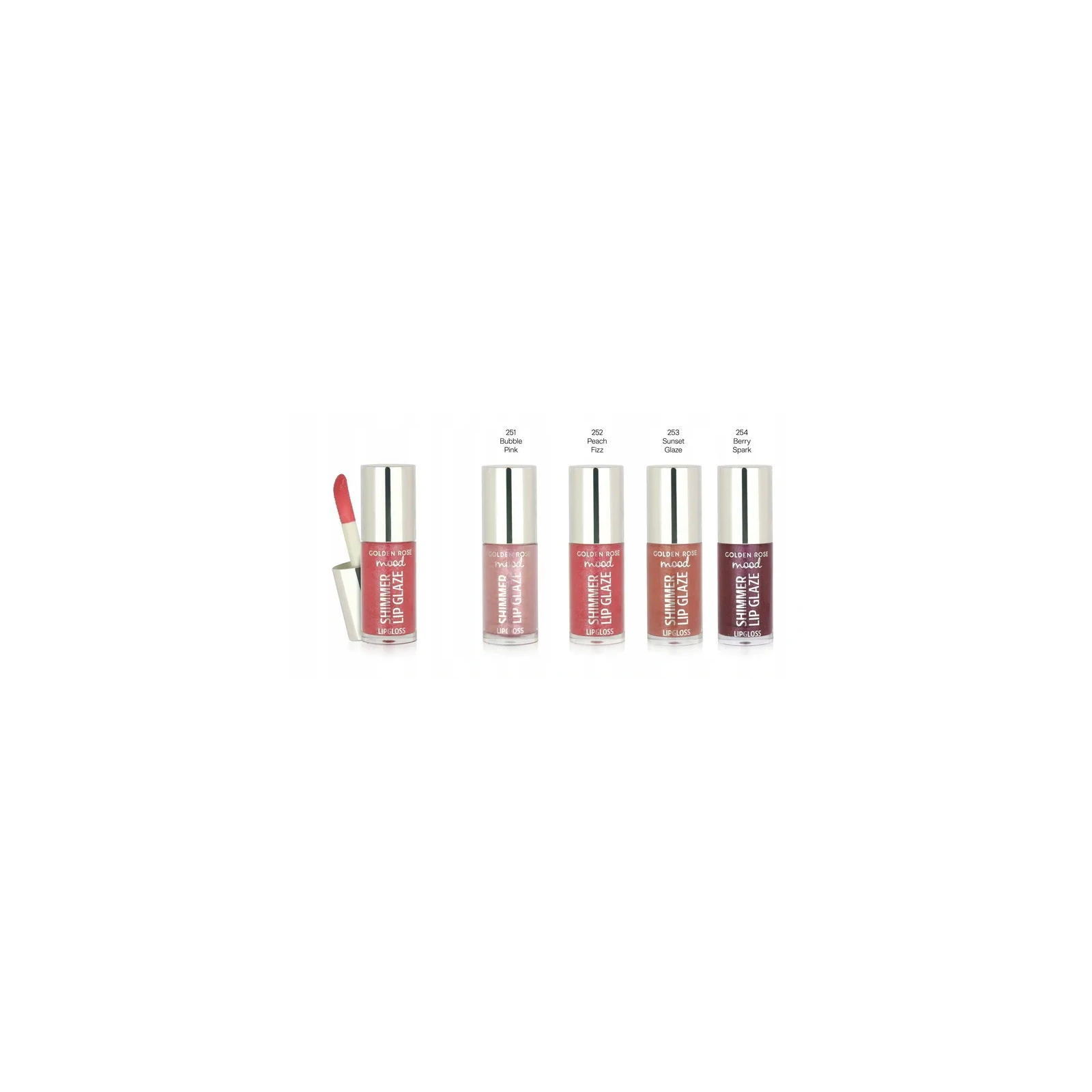 GOLDEN ROSE Mood Shimmer błyszczyk do ust z drobinkami 254 Berry Spark 6ml