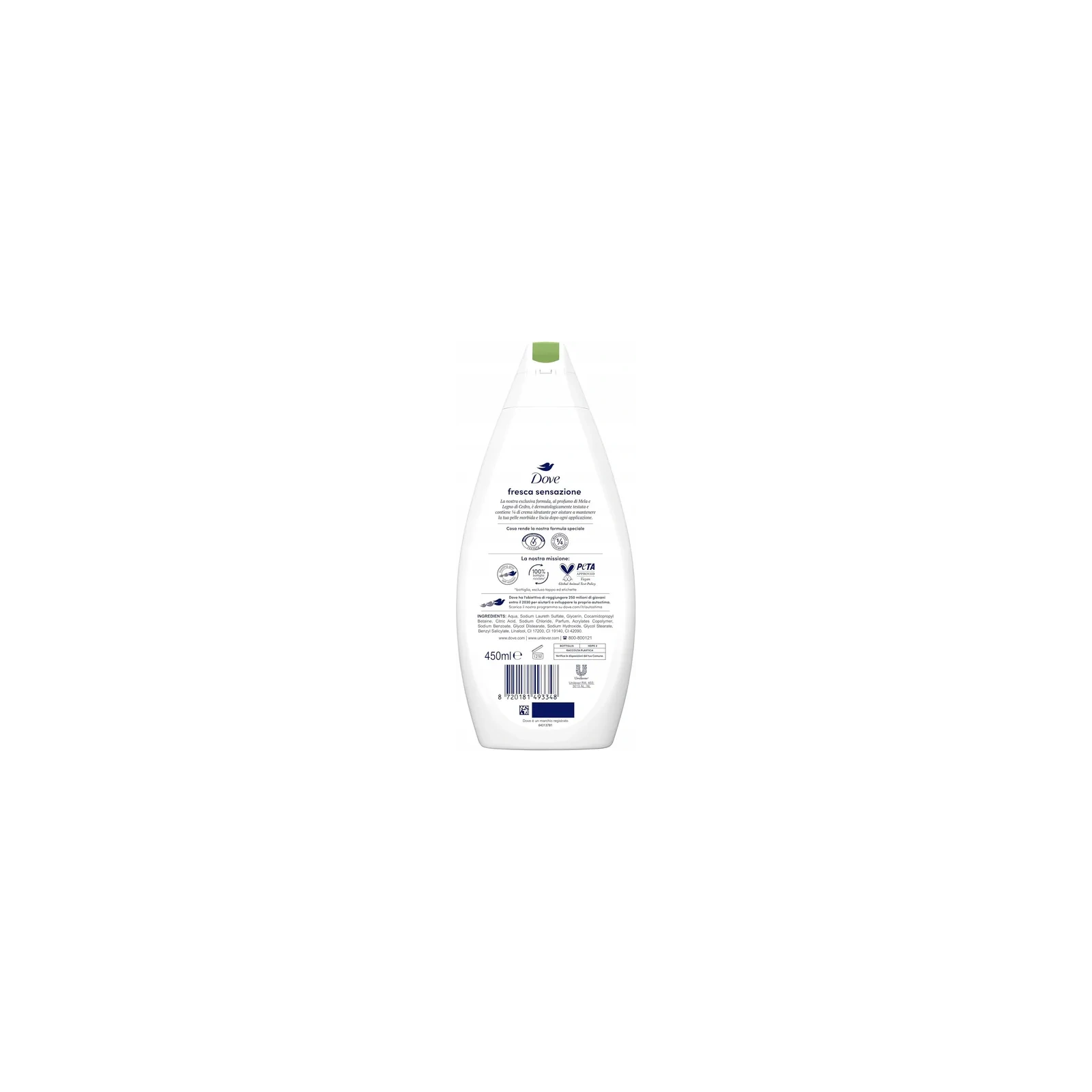 DOVE Bagnodoccia żel pod prysznic / płyn do kąpieli Fresca Sensazione 450ml