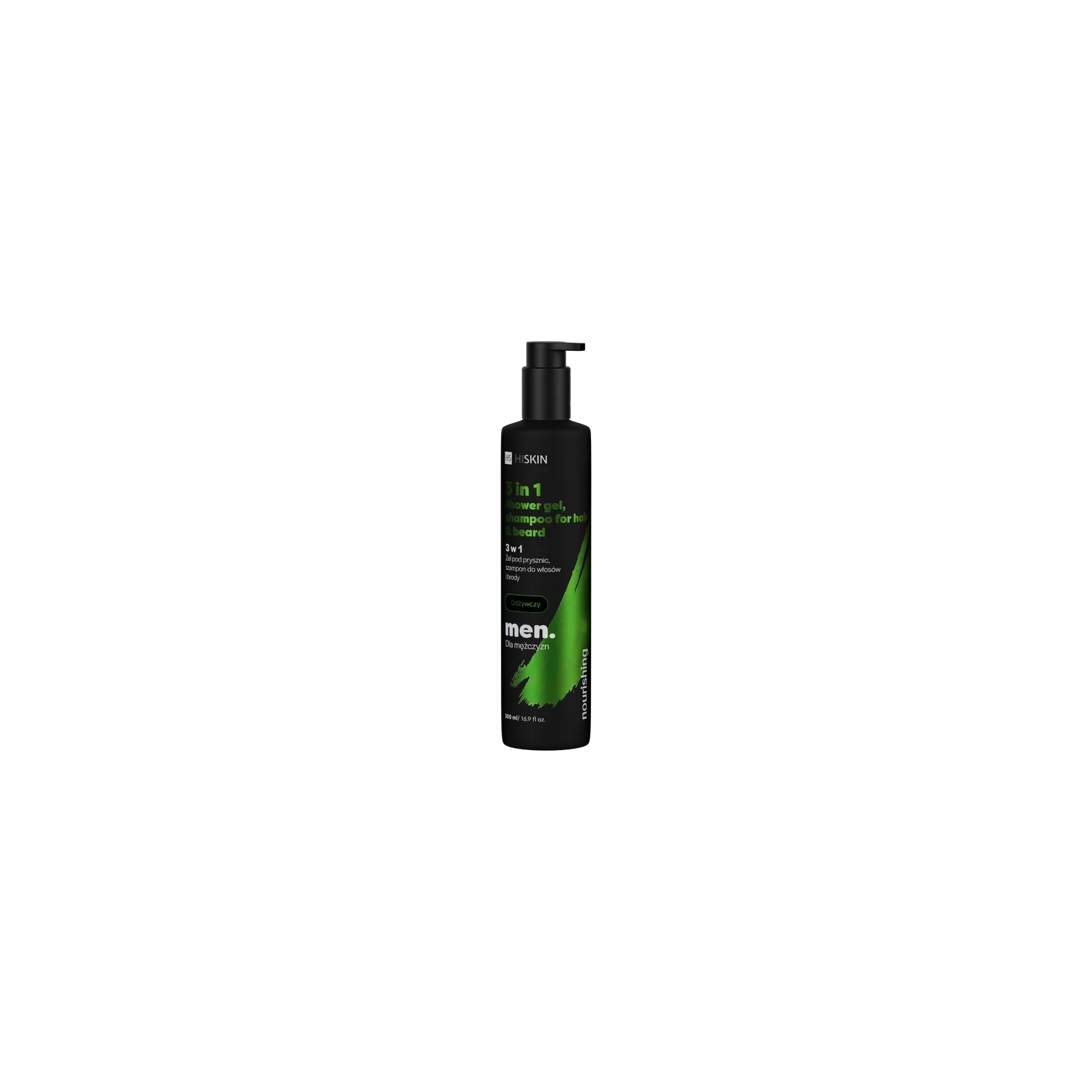 HISKIN Men 3w1 żel pod prysznic, szampon do włosów i brody Odżywczy 500ml