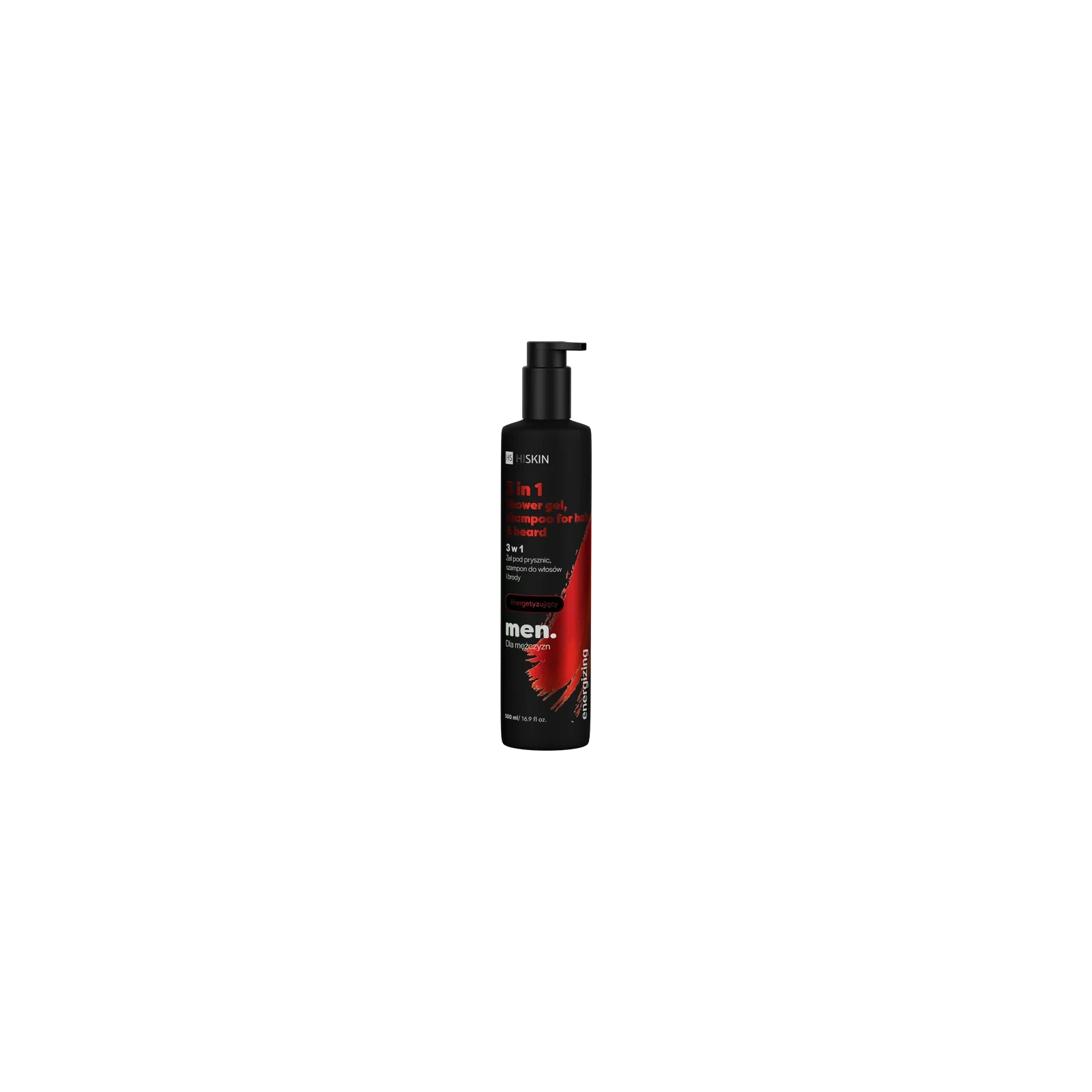 HISKIN Men 3w1 żel pod prysznic, szampon do włosów i brody Energetyzujący 500ml