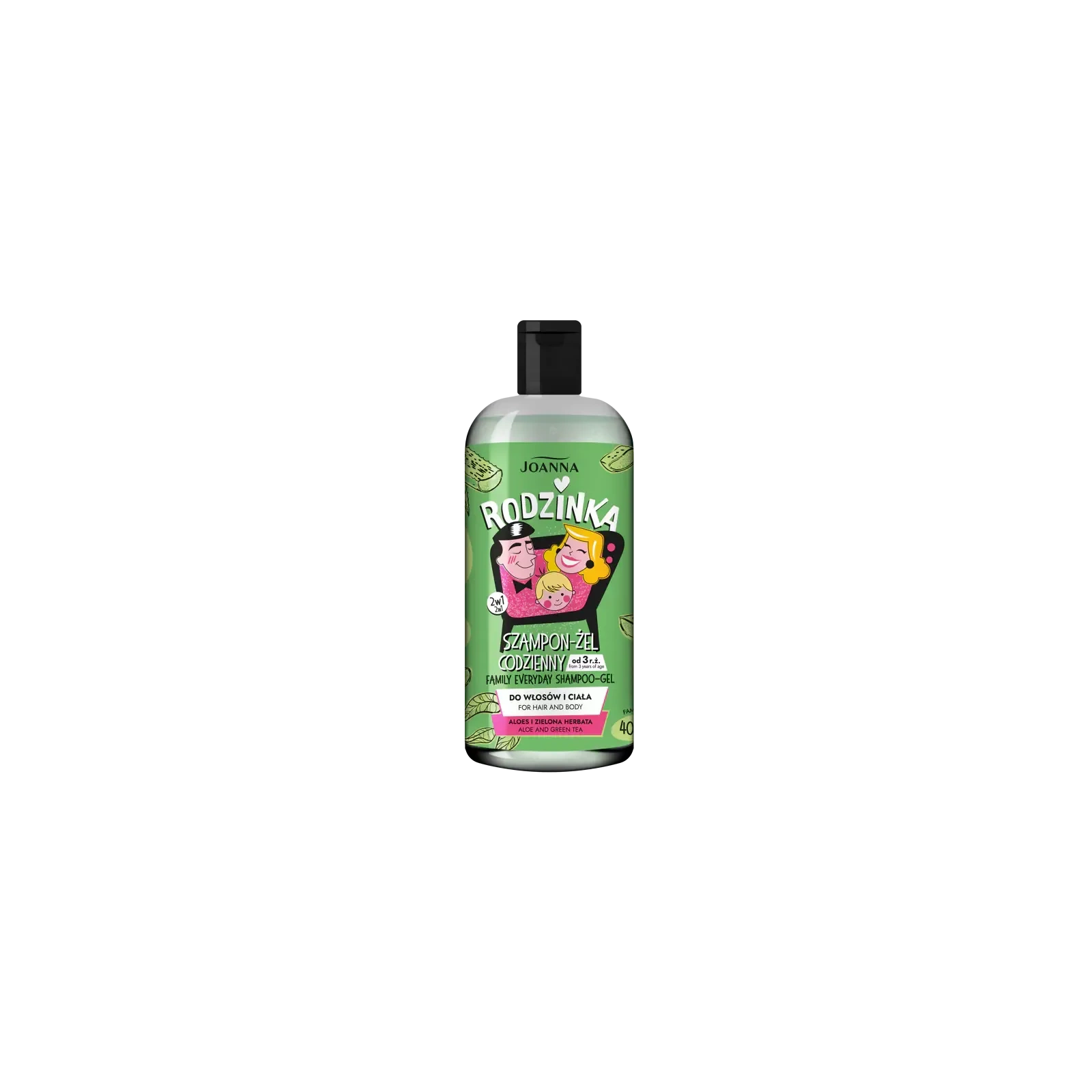 JOANNA Rodzinka szampon-żel pod prysznic 2w1 aloes i zielona herbata 400ml