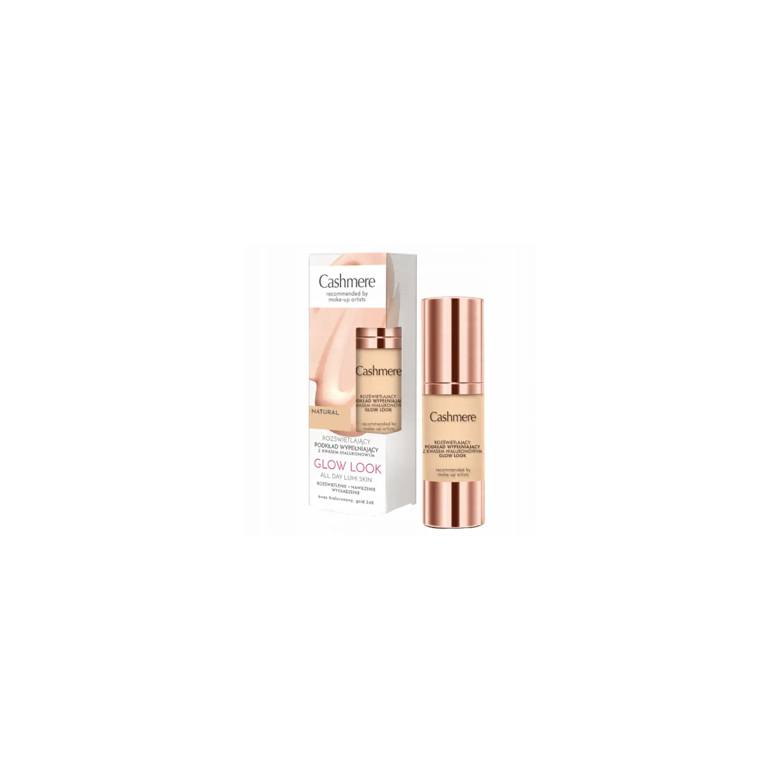 DAX Cashmere Glow Look podkład do twarzy wypełnianiący z kwasem hialuronowym Beige 30ml