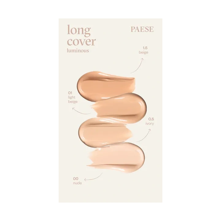PAESE Long Cover Luminous rozświetlający podkład do twarzy 1.0 W Light Beige 30ml