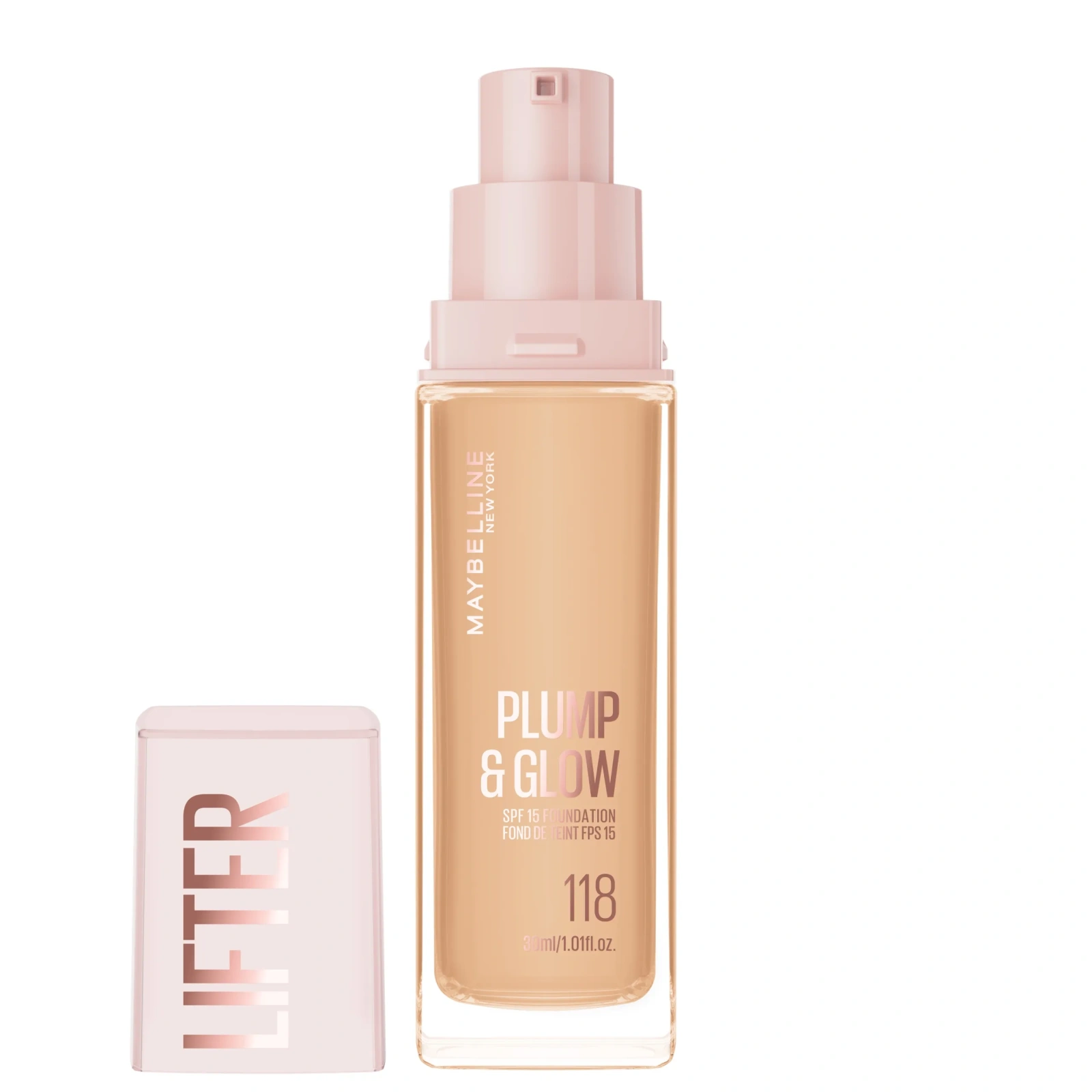 MAYBELLINE Lifter Plump&Glow podkład do twarzy rozświetlający 118 30ml
