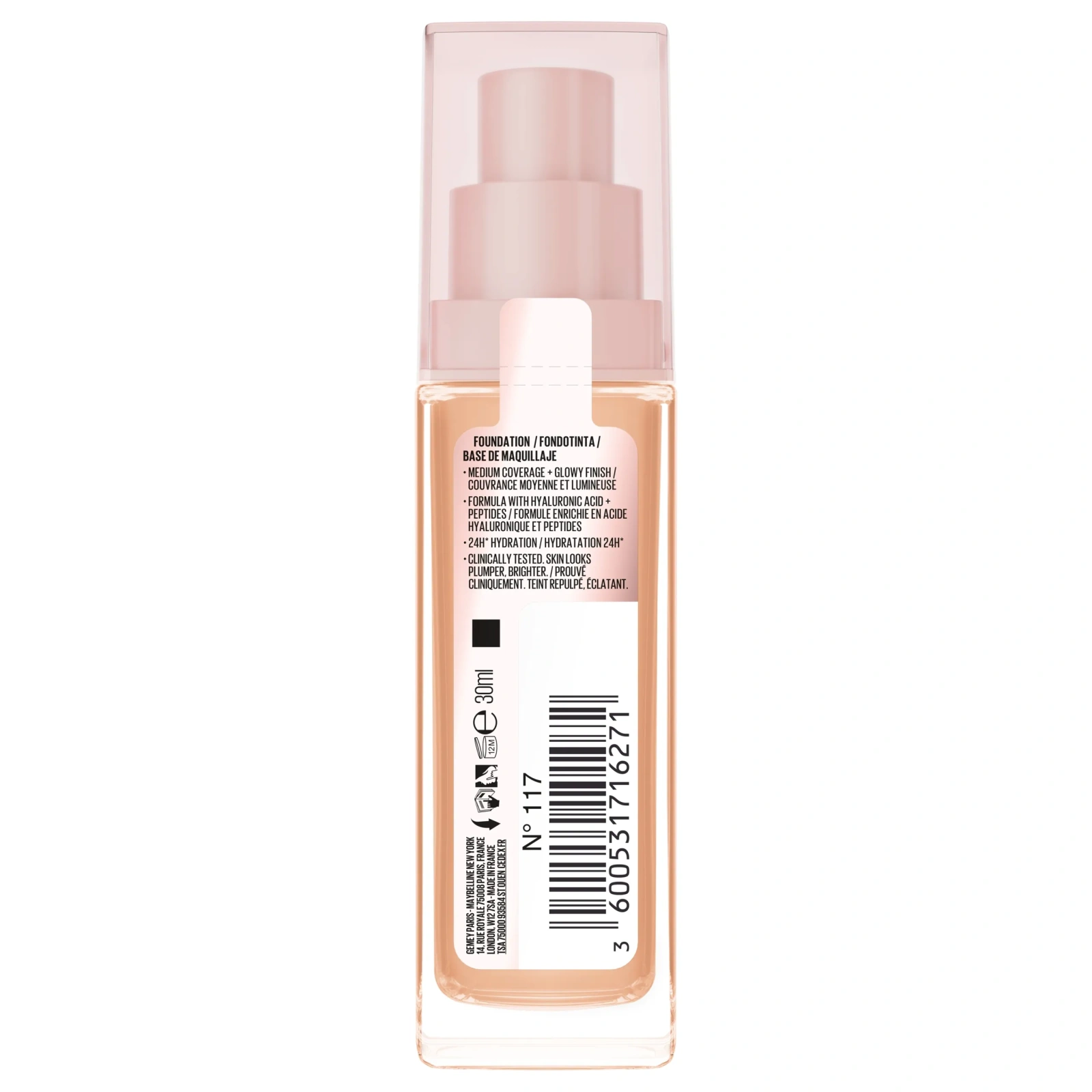 MAYBELLINE Lifter Plump&Glow podkład do twarzy rozświetlający 117 30ml