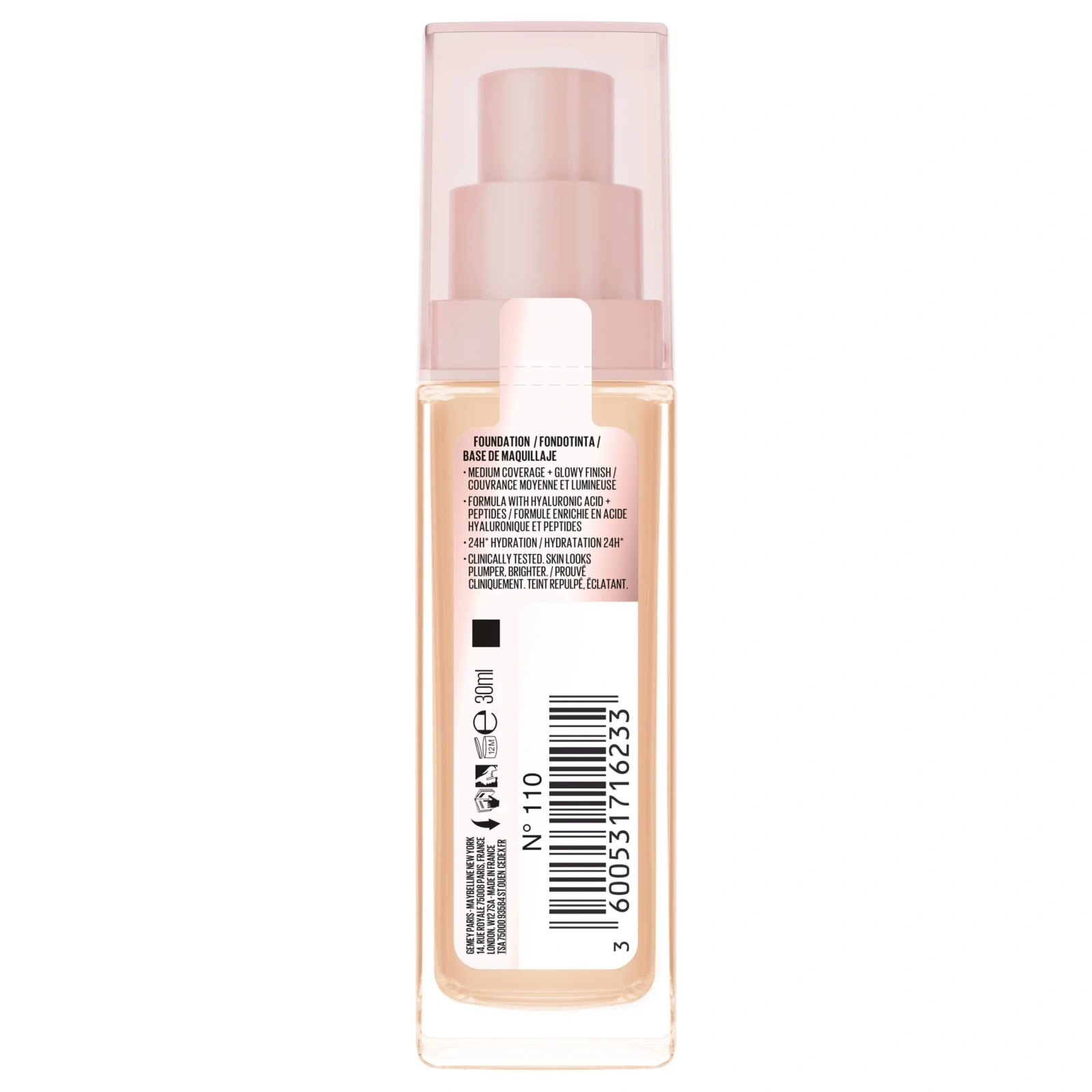 MAYBELLINE Lifter Plump&Glow podkład do twarzy rozświetlający 110 30ml