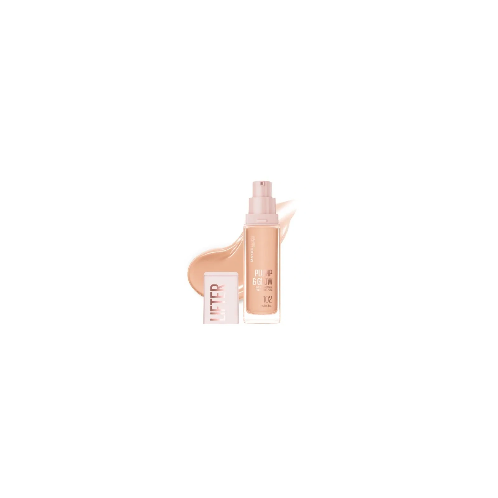 MAYBELLINE Lifter Plump&Glow podkład do twarzy rozświetlający 102 30ml