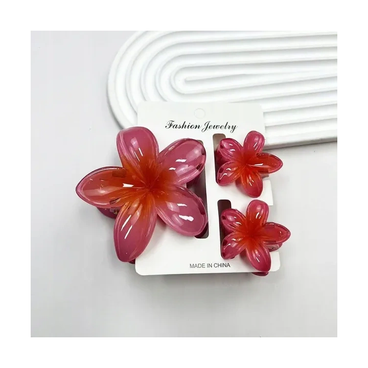 ECARLA zestaw spinek-klamer do włosów Kwiat XL +2 mini Malina SP420