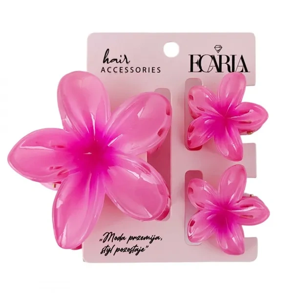 ECARLA zestaw spinek-klamer do włosów Kwiat XL +2 mini Róź SP390