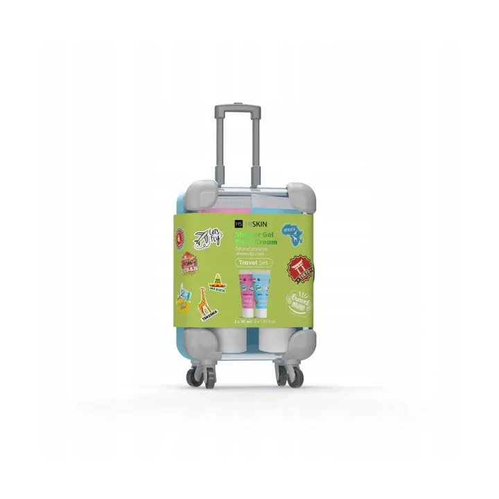 HISKIN Travel Set zestaw podróżny Walizka (żel pod prysznic+balsam) 2x30ml