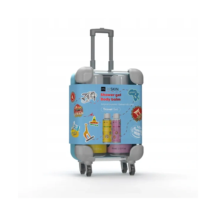 HISKIN Travel Set zestaw podróżny Walizka (żel pod prysznic+balsam) 2x75ml