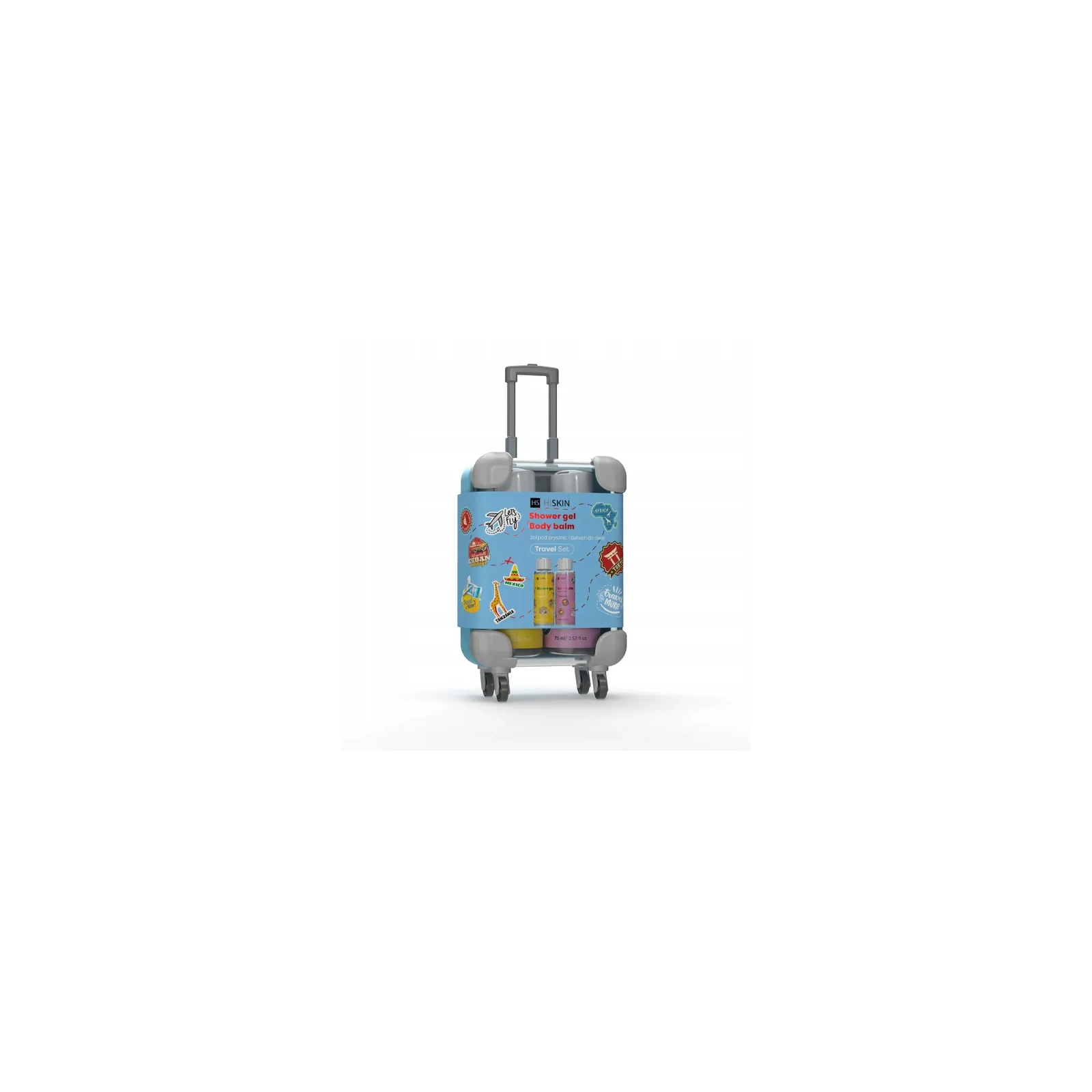 HISKIN Travel Set zestaw podróżny Walizka (żel pod prysznic+balsam) 2x75ml