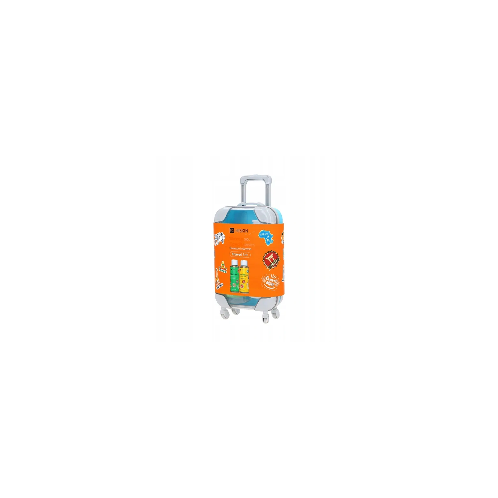 HISKIN Travel Set zestaw podróżny Walizka (szampon+odżywka) 2x75ml