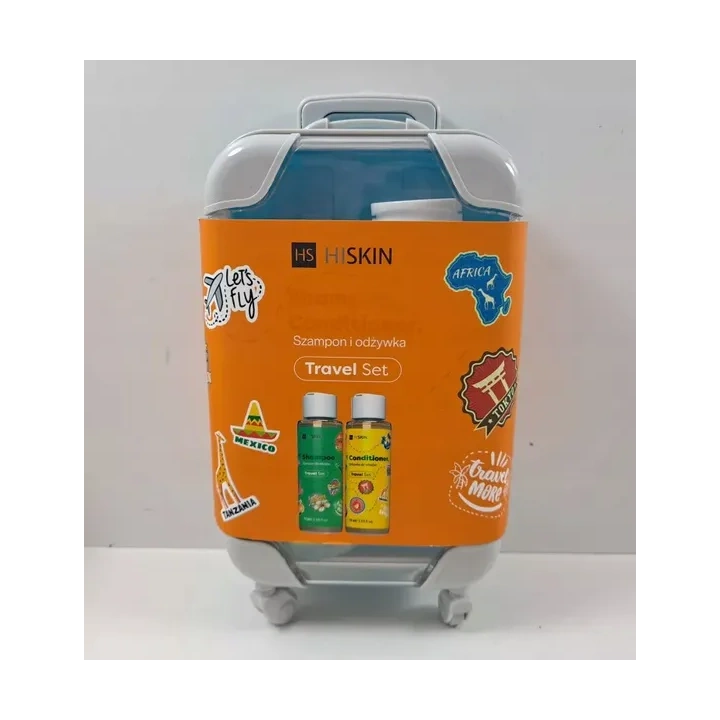 HISKIN Travel Set zestaw podróżny Walizka (szampon+odżywka) 2x75ml