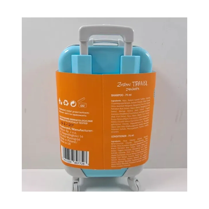 HISKIN Travel Set zestaw podróżny Walizka (szampon+odżywka) 2x75ml