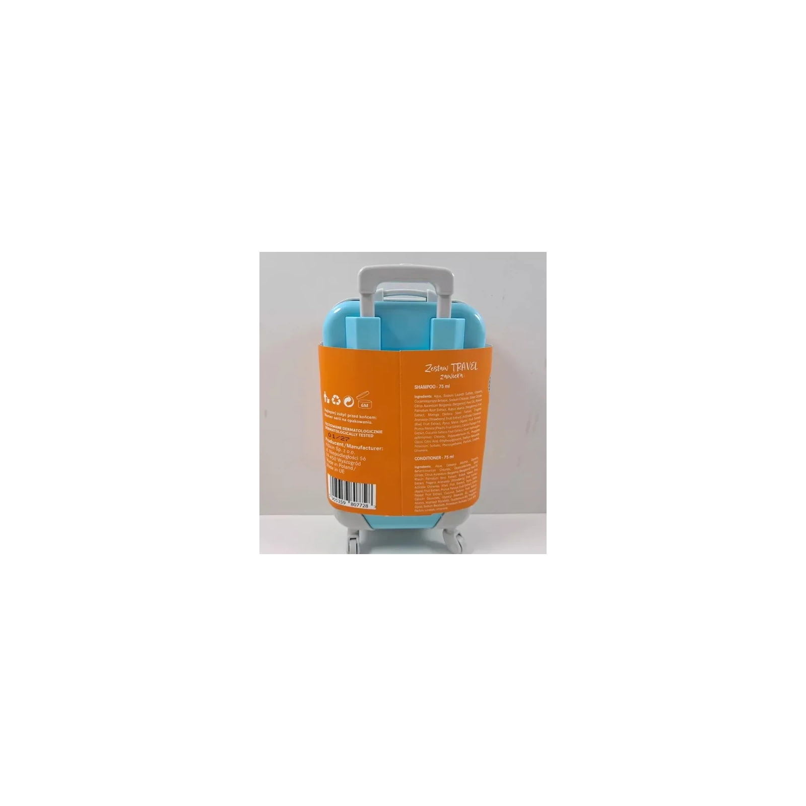 HISKIN Travel Set zestaw podróżny Walizka (szampon+odżywka) 2x75ml