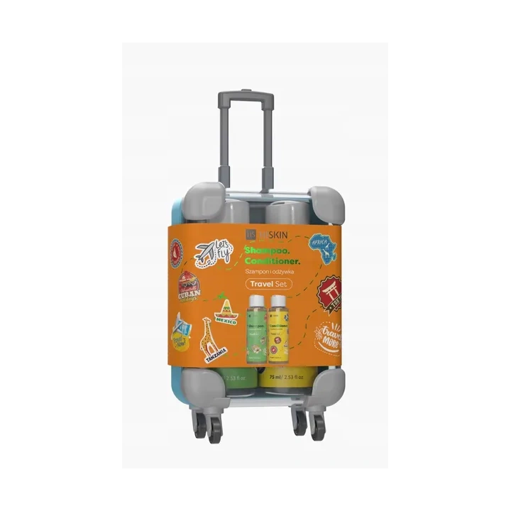 HISKIN Travel Set zestaw podróżny Walizka (szampon+odżywka) 2x75ml