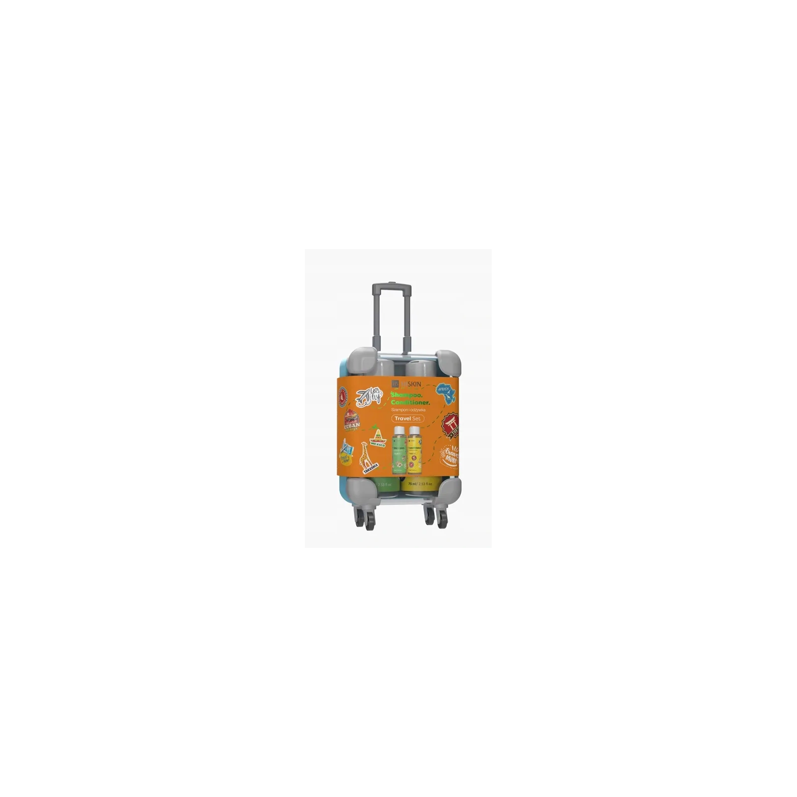 HISKIN Travel Set zestaw podróżny Walizka (szampon+odżywka) 2x75ml